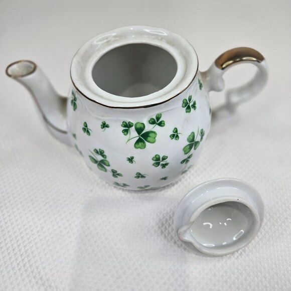 Vintage Lefton Teapot Musical Irish Shamrock St Patricks Day Music Box Japan - Picture 6 of 6